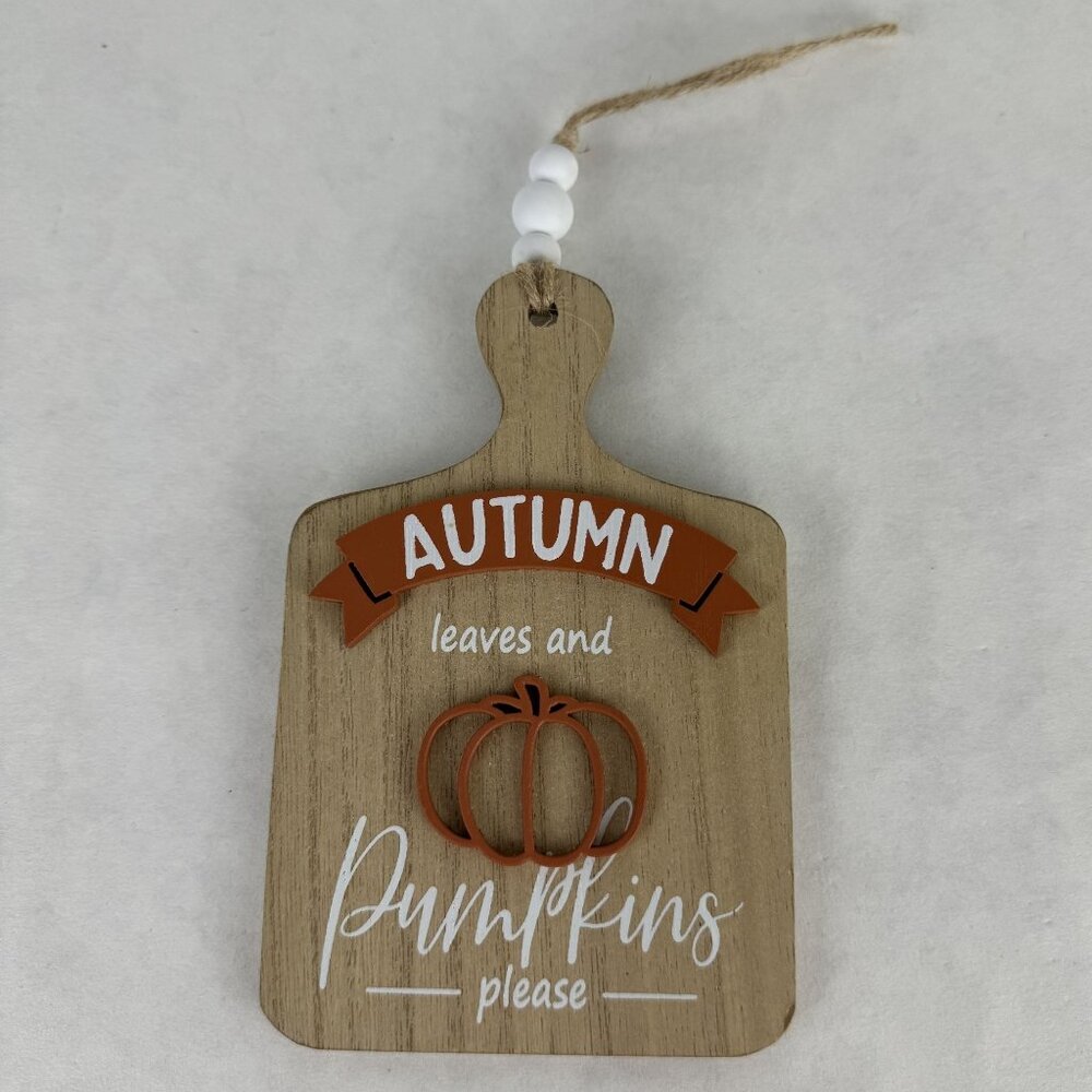 5 pc Autumn Decorative Set Wooden Sign Faux Caramel Apples and Fall Rolling Pin - Picture 3 of 11
